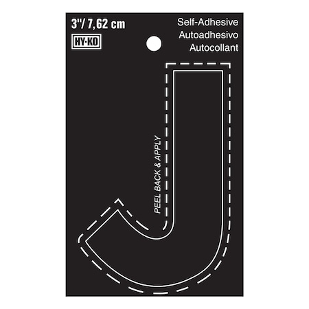 Hy-Ko 3In Black Vinyl Letter J, 10PK A30420